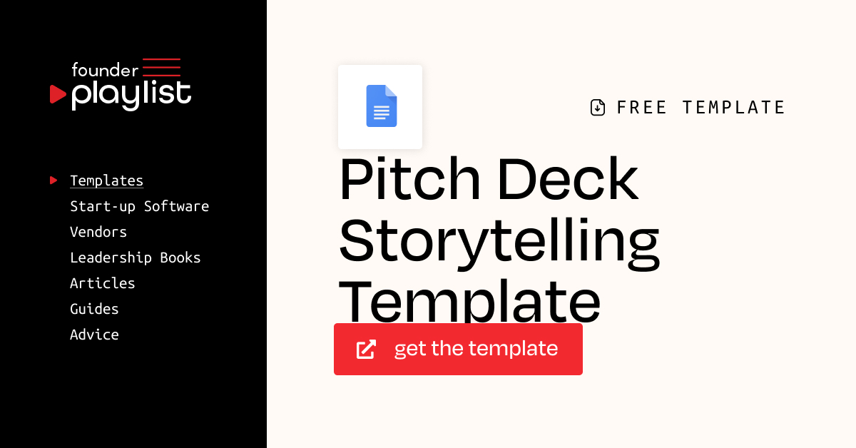 Pitch Deck Storytelling Template Founder Playlist